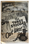 27'' x 41'' One-Sheet Poster for The Three Stooges Film ''Out West'', Columbia 1947 -- NSS# 47/4157 -- Shallow Folds & a Few Small Chips to Margins, Else Near Fine